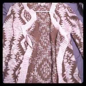 Brown and cream open cardigan